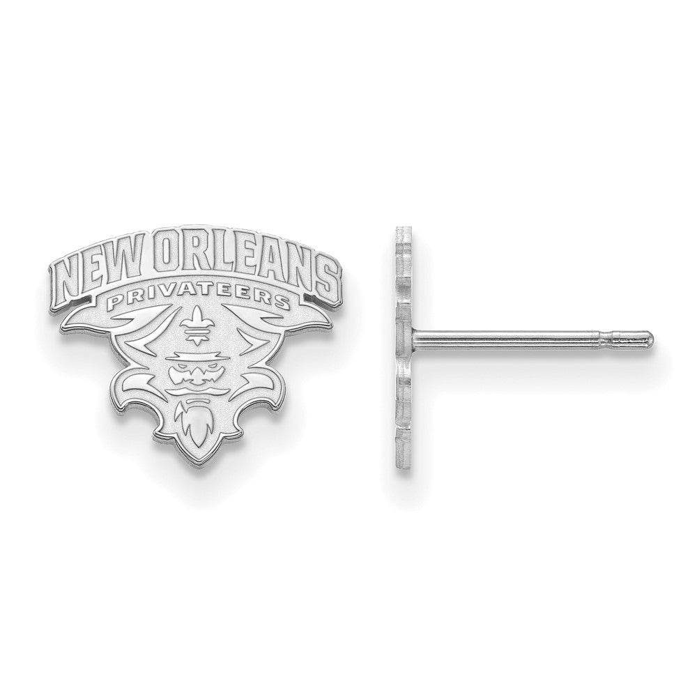 14k White Gold LogoArt University of New Orleans U-N-O Small Post Earrings