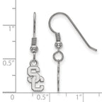 Sterling Silver Rhodium-plated University of Southern California S-C Extra Small Dangle Wire Earrings