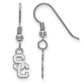 Sterling Silver Rhodium-plated University of Southern California S-C Extra Small Dangle Wire Earrings