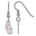 Sterling Silver Rhodium-plated University of Southern California S-C Extra Small Dangle Wire Earrings