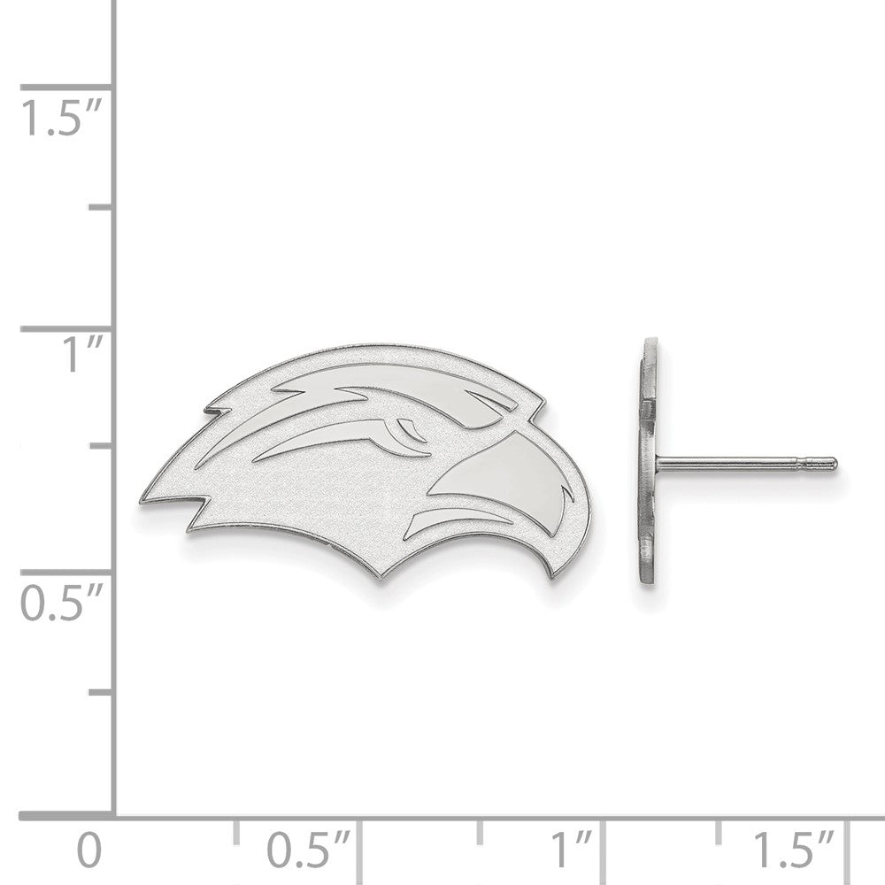 10k White Gold LogoArt University of Southern Mississippi Eagle Small Post Earrings