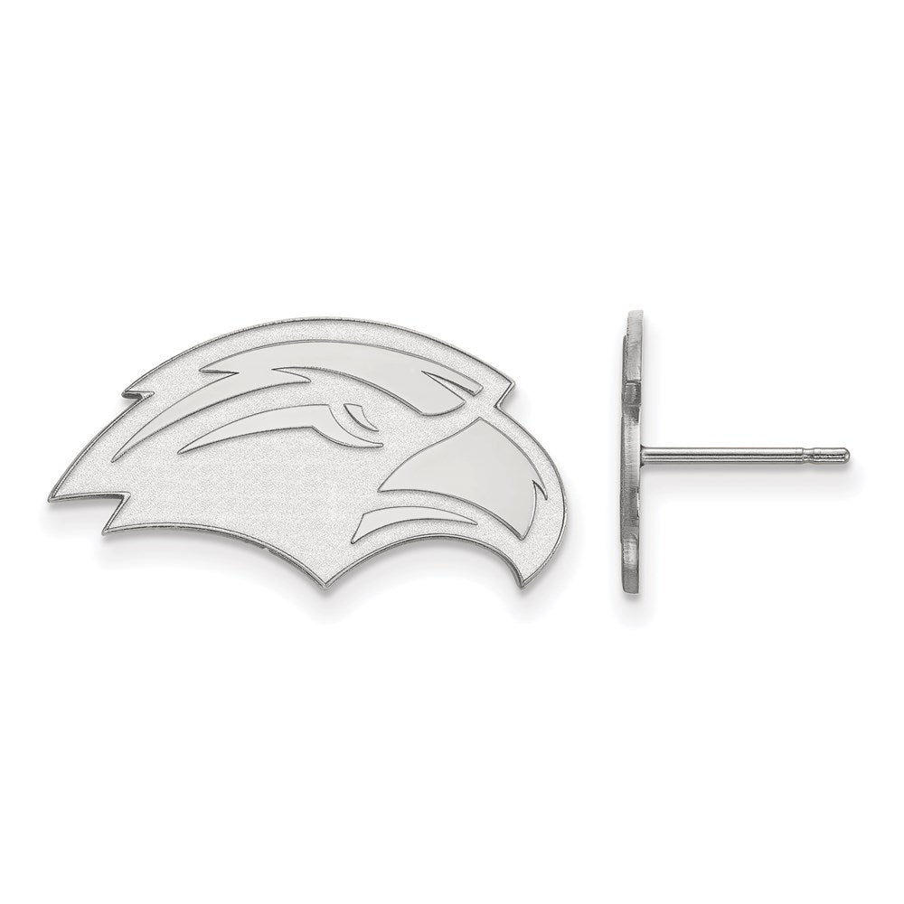 Sterling Silver Rhodium-plated LogoArt University of Southern Mississippi Eagle Small Post Earrings