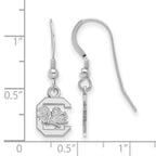 Sterling Silver Rhodium-plated LogoArt University of South Carolina Extra Small Dangle Wire Earrings