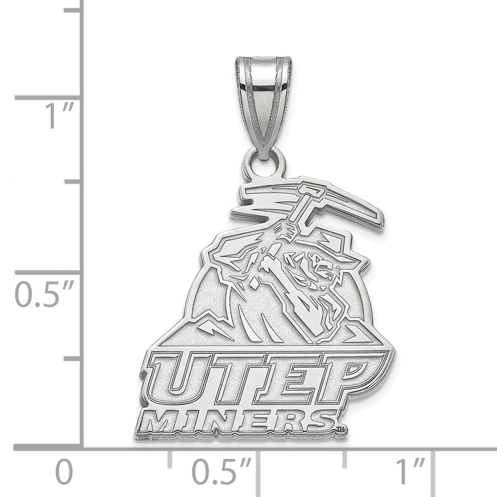 10k White Gold LogoArt University of Texas at El Paso Miners Large Pendant