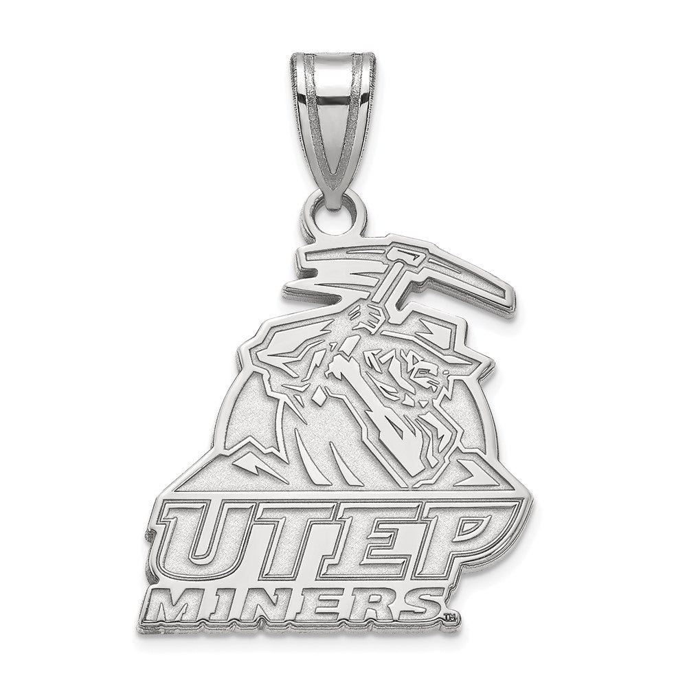 10k White Gold LogoArt University of Texas at El Paso Miners Large Pendant