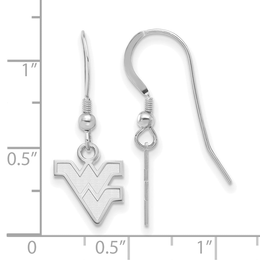 Sterling Silver Rhodium-plated LogoArt West Virginia University W-V Extra Small Dangle Wire Earrings