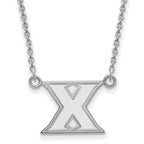 10k White Gold LogoArt Xavier University Letter X Small Pendant 18 inch Necklace