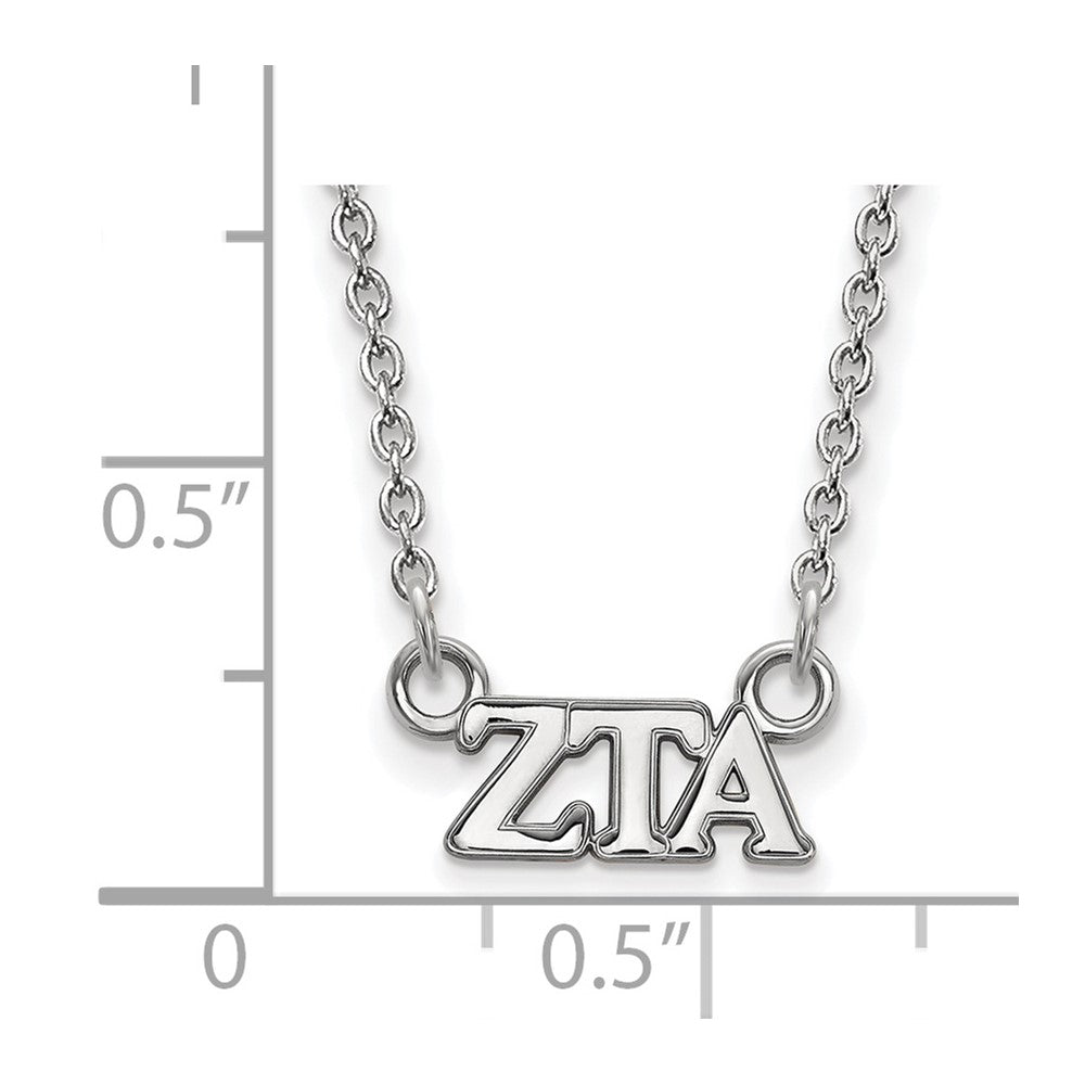 Sterling Silver Rhodium-plated LogoArt Zeta Tau Alpha Sorority Greek Letters Extra Small Pendant 18 inch Necklace