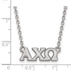 Sterling Silver Rhodium-plated LogoArt Alpha Chi Omega Sorority Greek Letters Small Pendant 18 inch Necklace