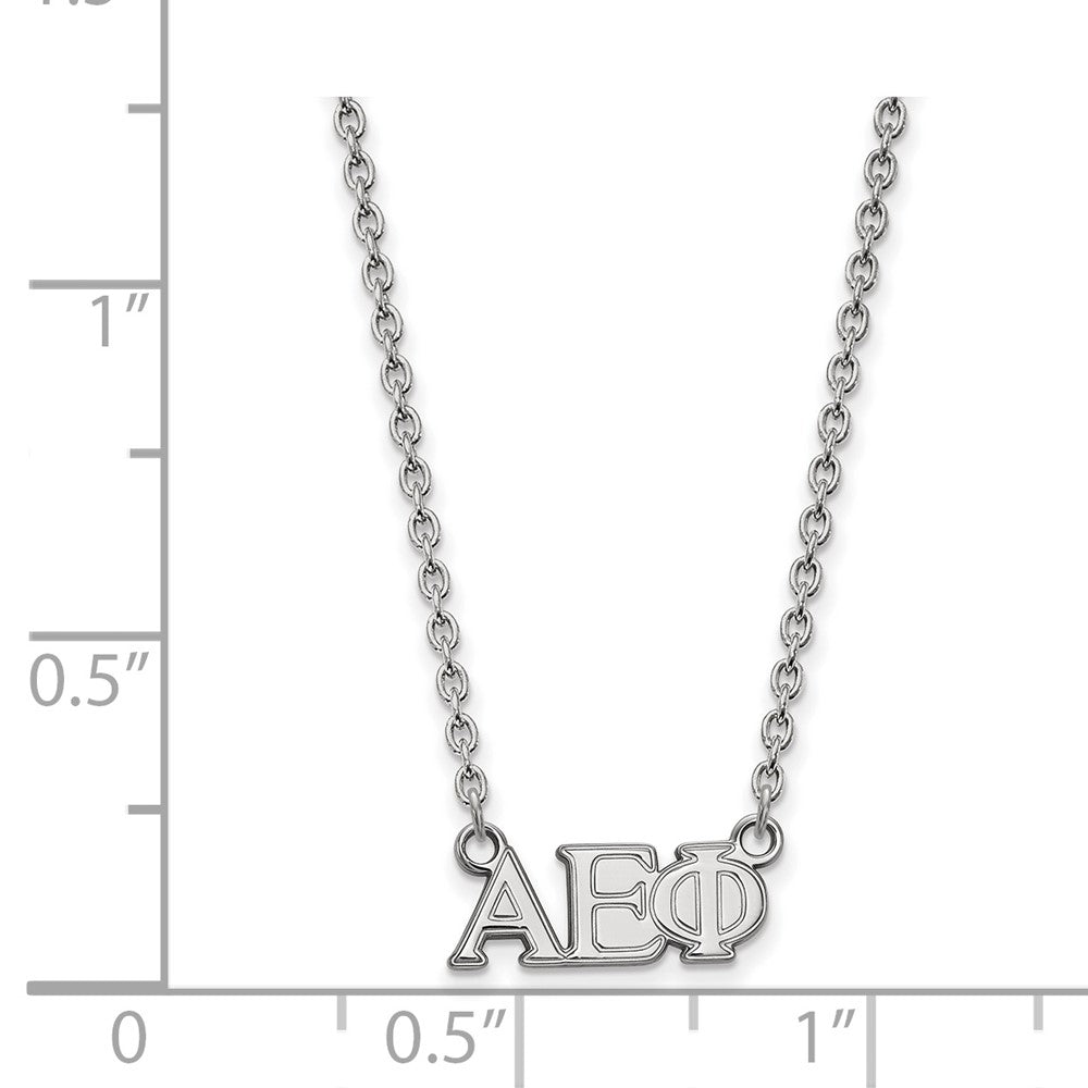 Sterling Silver Rhodium-plated LogoArt Alpha Epsilon Phi Sorority Greek Letters Medium Pendant 18 inch Necklace