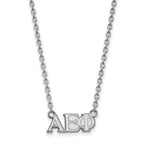 Sterling Silver Rhodium-plated LogoArt Alpha Epsilon Phi Sorority Greek Letters Medium Pendant 18 inch Necklace