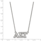 Sterling Silver Rhodium-plated LogoArt Alpha Sigma Tau Sorority Greek Letters Medium Pendant 18 inch Necklace