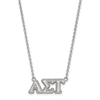 Sterling Silver Rhodium-plated LogoArt Alpha Sigma Tau Sorority Greek Letters Medium Pendant 18 inch Necklace