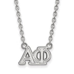 Sterling Silver Rhodium-plated LogoArt Alpha Phi Sorority Greek Letters Medium Pendant 18 inch Necklace