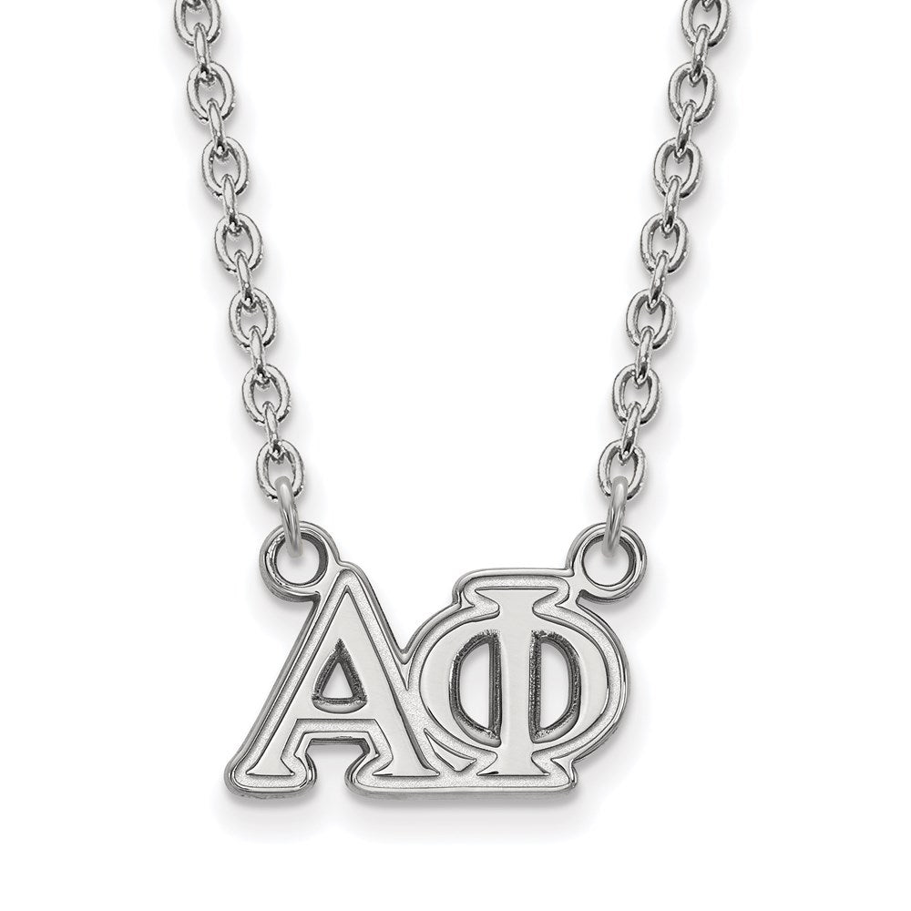 Sterling Silver Rhodium-plated LogoArt Alpha Phi Sorority Greek Letters Medium Pendant 18 inch Necklace