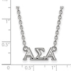 Sterling Silver Rhodium-plated LogoArt Alpha Sigma Alpha Sorority Greek Letters Medium Pendant 18 inch Necklace