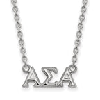 Sterling Silver Rhodium-plated LogoArt Alpha Sigma Alpha Sorority Greek Letters Medium Pendant 18 inch Necklace