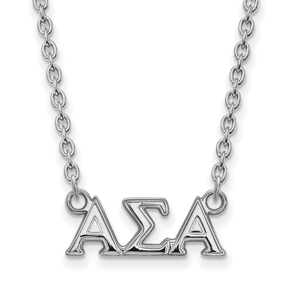 Sterling Silver Rhodium-plated LogoArt Alpha Sigma Alpha Sorority Greek Letters Medium Pendant 18 inch Necklace