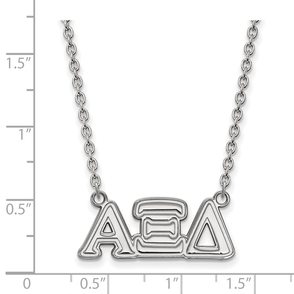 Sterling Silver Rhodium-plated LogoArt Alpha Xi Delta Sorority Greek Letters Medium Pendant 18 inch Necklace