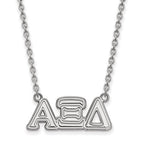 Sterling Silver Rhodium-plated LogoArt Alpha Xi Delta Sorority Greek Letters Medium Pendant 18 inch Necklace