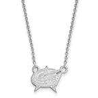 Sterling Silver Rhodium-plated NHL LogoArt Columbus Blue Jackets Small Pendant 18 inch Necklace