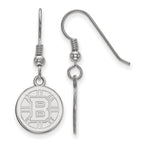 Sterling Silver Rhodium-plated NHL LogoArt Boston Bruins Small Dangle Earrings