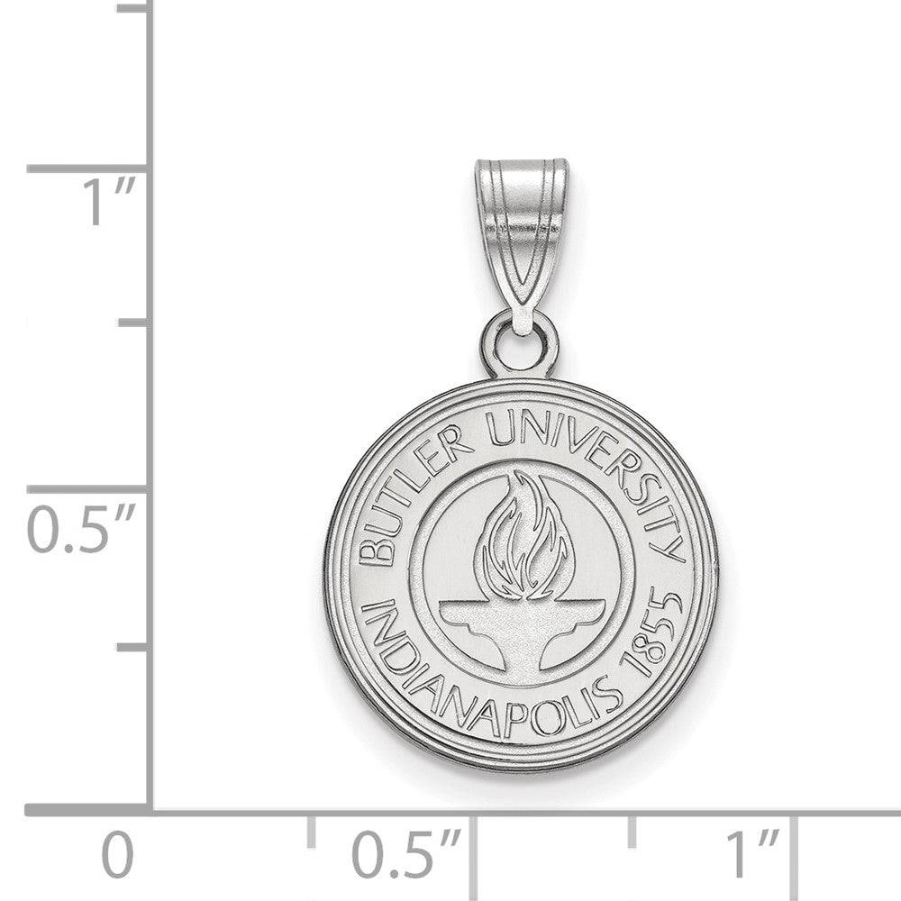 Sterling Silver Rhodium-plated LogoArt Butler University Medium Crest Pendant