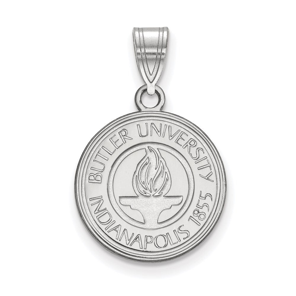 Sterling Silver Rhodium-plated LogoArt Butler University Medium Crest Pendant