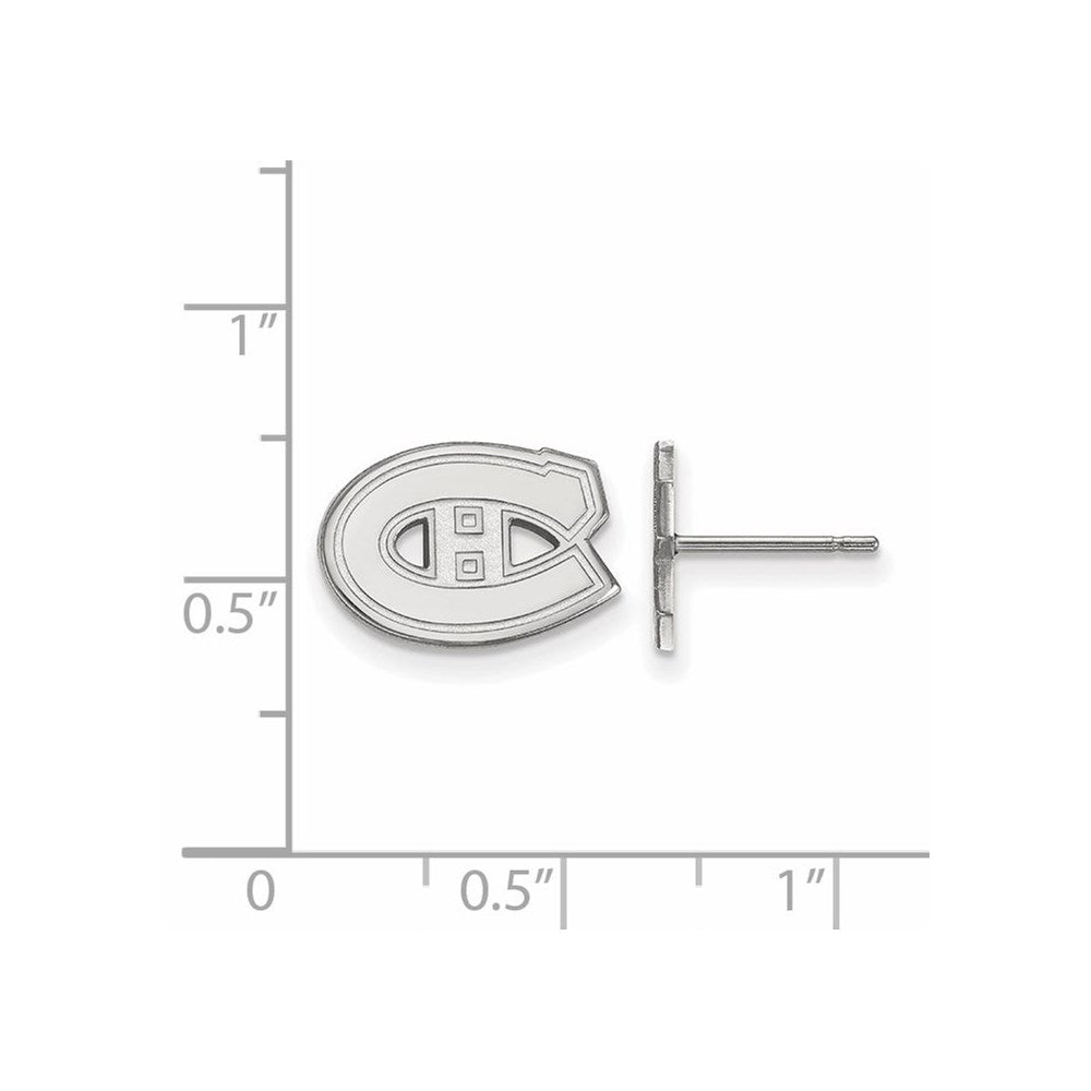 10k White Gold NHL LogoArt Montreal Canadiens Extra Small Post Earrings