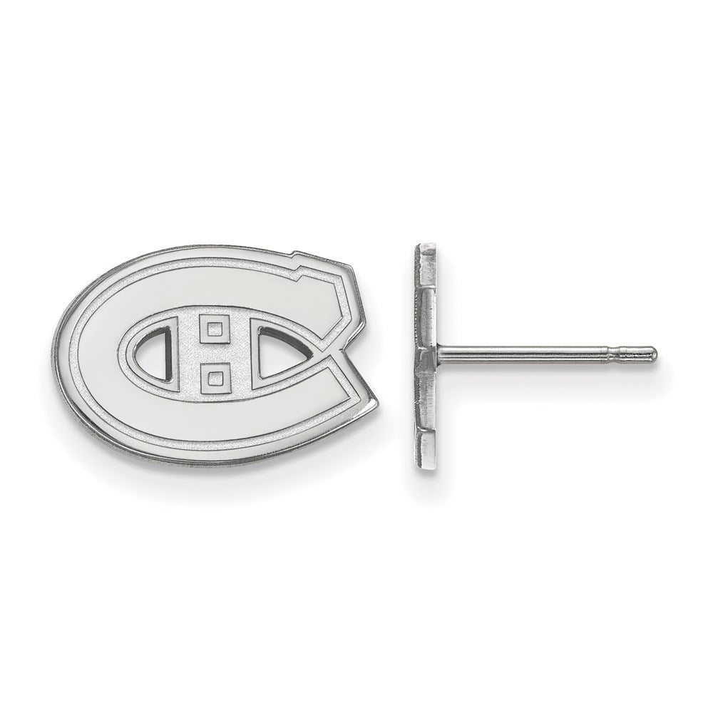 14k White Gold NHL LogoArt Montreal Canadiens Extra Small Post Earrings