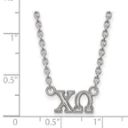 Sterling Silver Rhodium-plated LogoArt Chi Omega Sorority Greek Letters Medium Pendant 18 inch Necklace