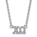 Sterling Silver Rhodium-plated LogoArt Chi Omega Sorority Greek Letters Medium Pendant 18 inch Necklace