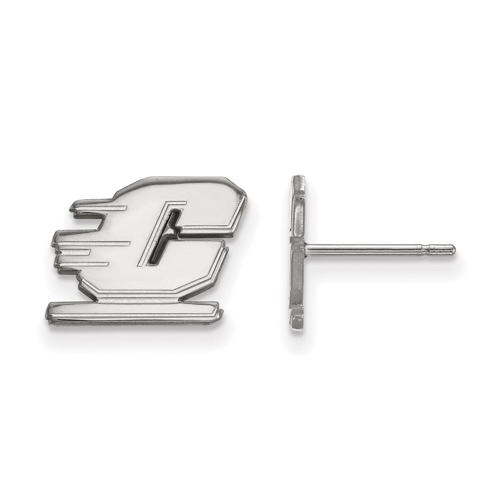 Sterling Silver Rhodium-plated LogoArt Central Michigan University Letter C Extra Small Post Earrings