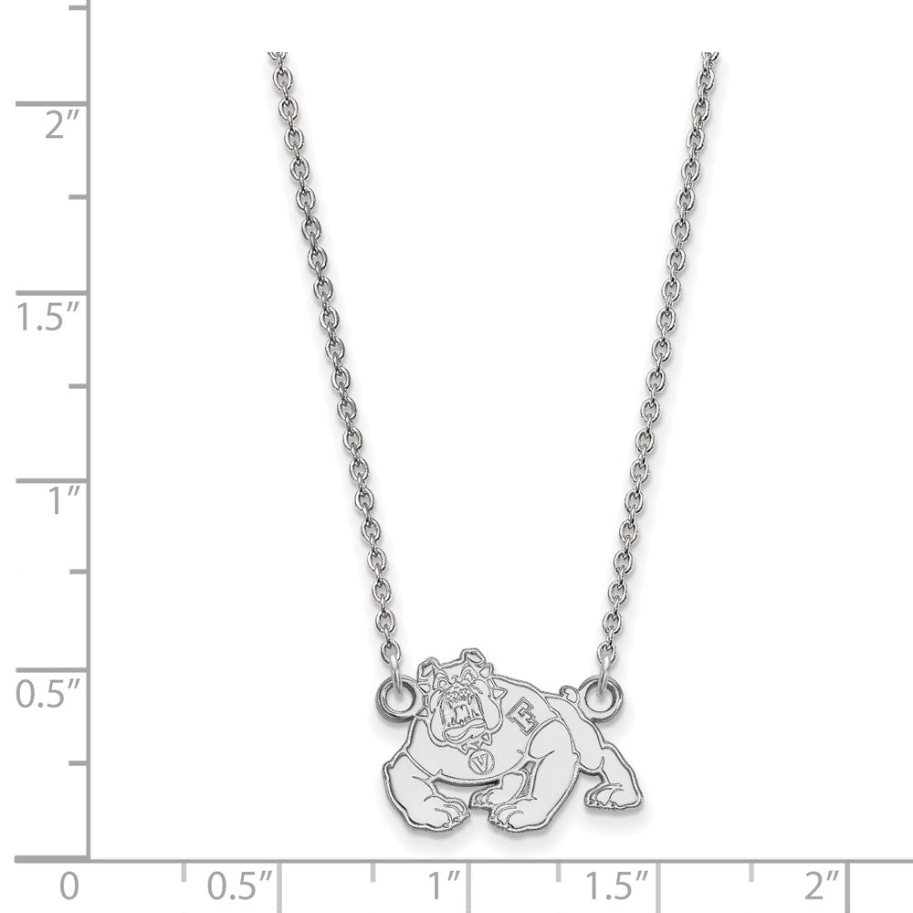 10k White Gold LogoArt California State University Fresno Bulldog Small Pendant 18 inch Necklace