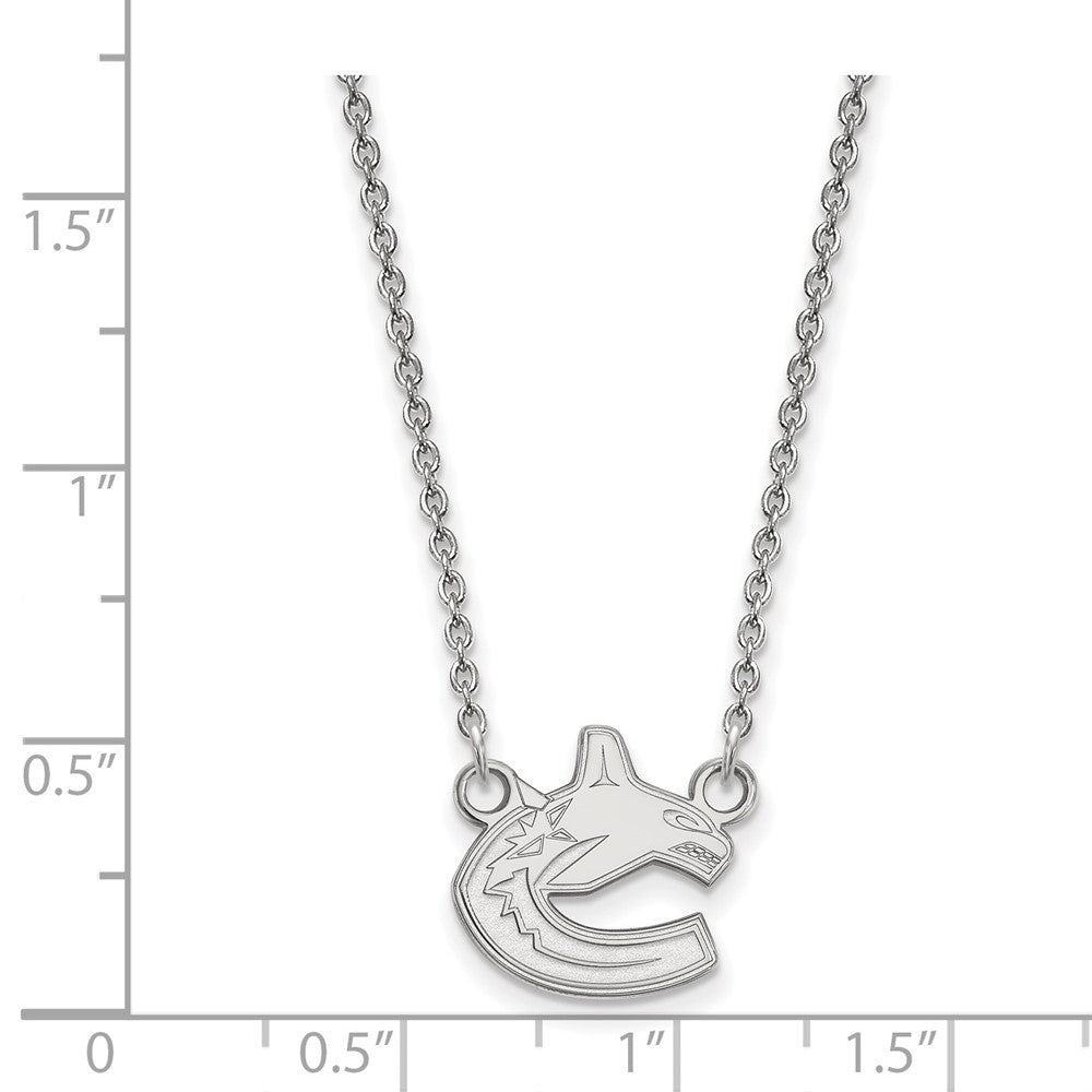 14k White Gold NHL LogoArt Vancouver Canucks Small Pendant 18 inch Necklace