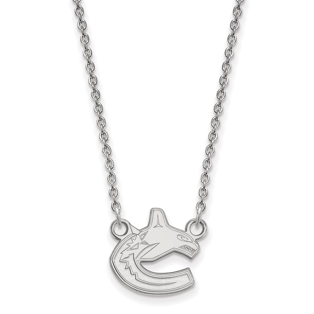 Sterling Silver Rhodium-plated NHL LogoArt Vancouver Canucks Small Pendant 18 inch Necklace