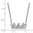 Sterling Silver Rhodium-plated LogoArt Delta Delta Delta Sorority Greek Letters Medium Pendant 18 inch Necklace
