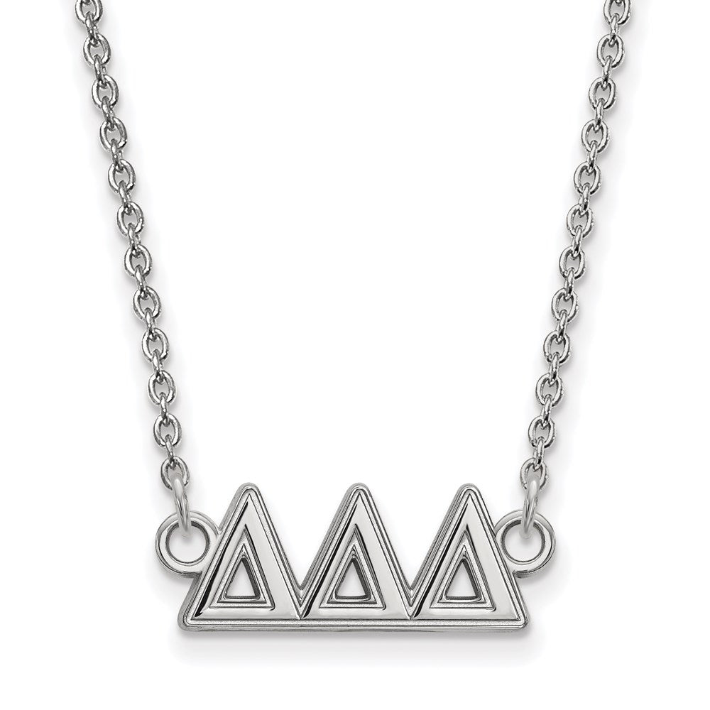 Sterling Silver Rhodium-plated LogoArt Delta Delta Delta Sorority Greek Letters Medium Pendant 18 inch Necklace