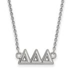 Sterling Silver Rhodium-plated LogoArt Delta Delta Delta Sorority Greek Letters Medium Pendant 18 inch Necklace