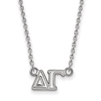 Sterling Silver Rhodium-plated LogoArt Delta Gamma Sorority Greek Letters Medium Pendant 18 inch Necklace