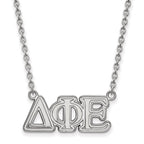 Sterling Silver Rhodium-plated LogoArt Delta Phi Epsilon Sorority Greek Letters Medium Pendant 18 inch Necklace
