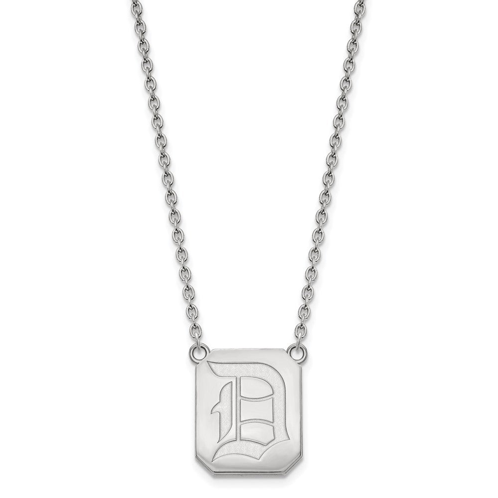 10k White Gold LogoArt Duquesne University Letter D Large Pendant 18 inch Necklace