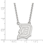 14k White Gold LogoArt Duquesne University Letter D Large Pendant 18 inch Necklace