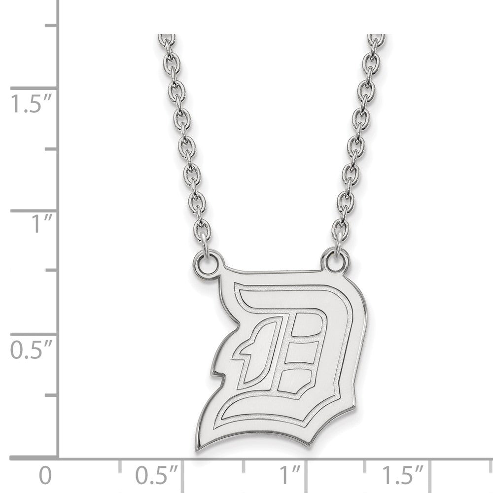 Sterling Silver Rhodium-plated LogoArt Duquesne University Letter D Large Pendant 18 inch Necklace