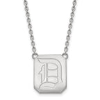 Sterling Silver Rhodium-plated LogoArt Duquesne University Letter D Large Pendant 18 inch Necklace