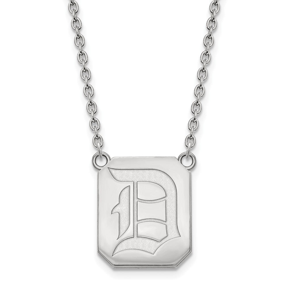 10k White Gold LogoArt Duquesne University Letter D Large Pendant 18 inch Necklace