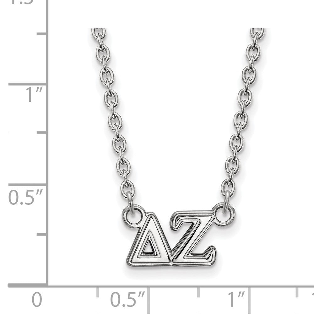 Sterling Silver Rhodium-plated LogoArt Delta Zeta Sorority Greek Letters Medium Pendant 18 inch Necklace
