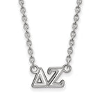 Sterling Silver Rhodium-plated LogoArt Delta Zeta Sorority Greek Letters Medium Pendant 18 inch Necklace
