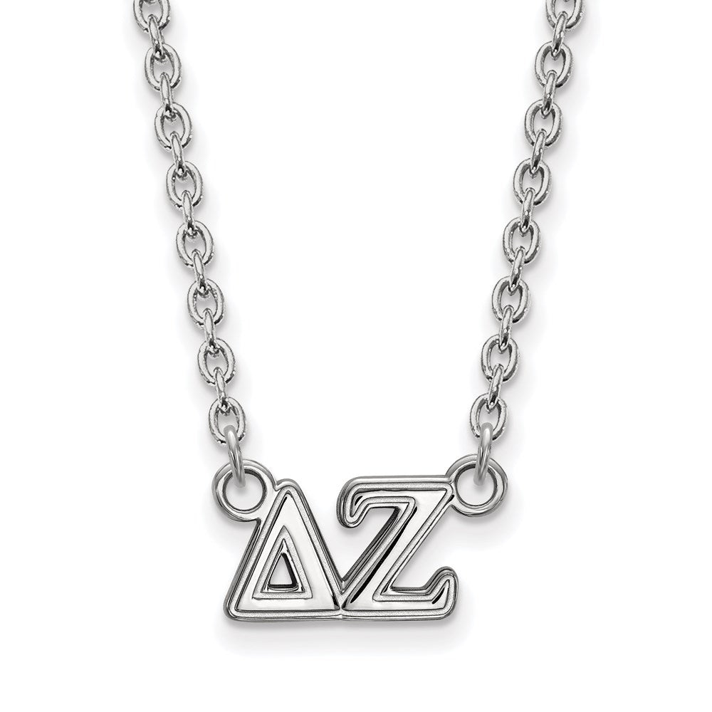 Sterling Silver Rhodium-plated LogoArt Delta Zeta Sorority Greek Letters Medium Pendant 18 inch Necklace