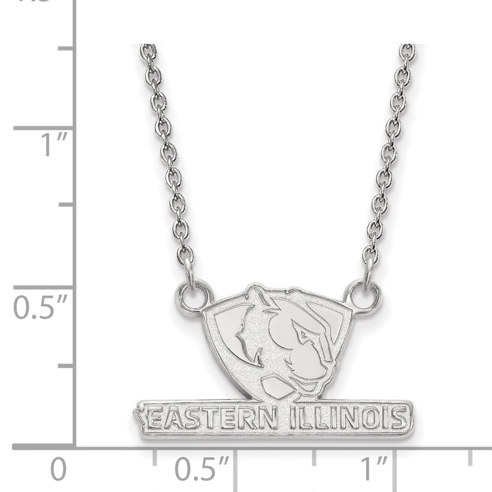 14k White Gold LogoArt Eastern Illinois University Small Pendant 18 inch Necklace